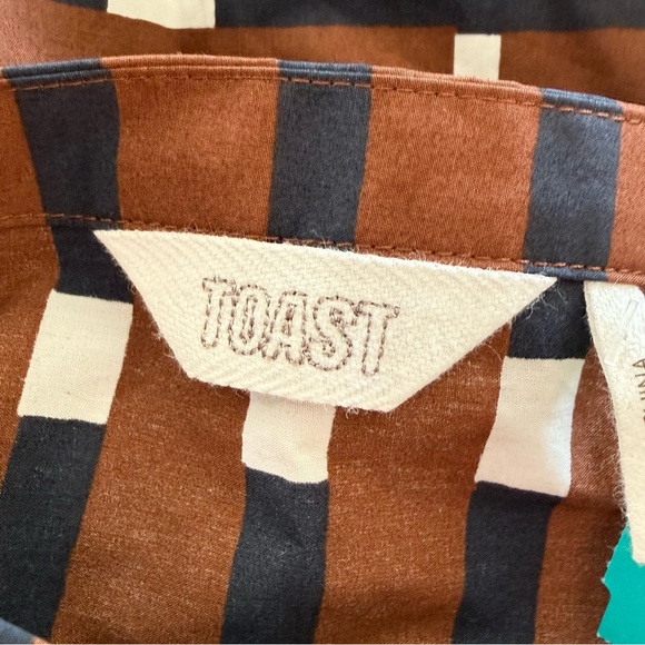 TOAST Brown Olin Poplin Dress Sz 18 Geometric Print - Picture 6 of 7